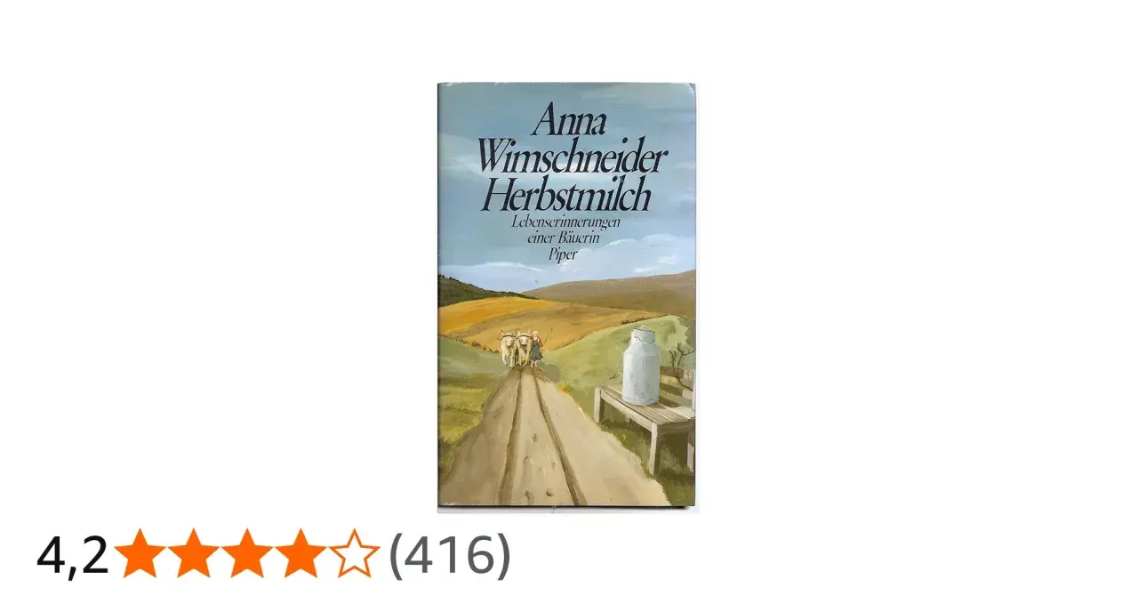 Das Cover des Buches "Herbstmilch" zeigt eine ländliche Szene mit Kühen auf einem Feldweg und einer Milchkanne.