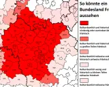 Karte von Franken mit farblich markierten Regionen und Legende.