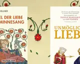 Zwei Bücher über den Minnesang im Mittelalter: "Spiel der Liebe im Minnesang" und "Unmögliche Liebe". Mittelalterliche Illustrationen schmücken die Buchcover.