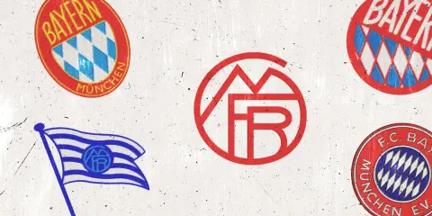 Verschiedene **bayern wappen alt** und Logos, darunter ein blau-weiß kariertes Emblem mit "Bayern München" und ein weiteres mit "F.C. Bayern e.V.".