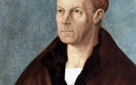 Porträt eines Mannes mit ernstem Blick, der an die reiche Fugger Familie erinnert.