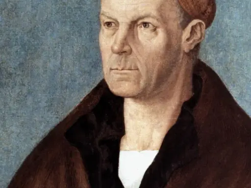 Porträt eines Mannes mit ernstem Blick, der an die reiche Fugger Familie erinnert.