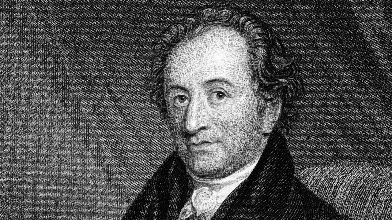 Kupferstich von Johann Wolfgang von Goethe, wie ihn Dieter Borchmeyer beschreiben würde.