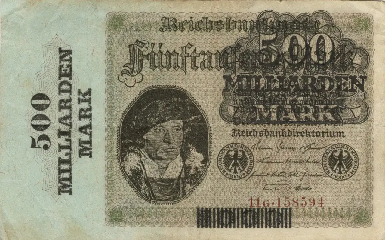 500 Milliarden Mark Schein aus Deutschland 1923, ein Zeugnis der Hyperinflation.