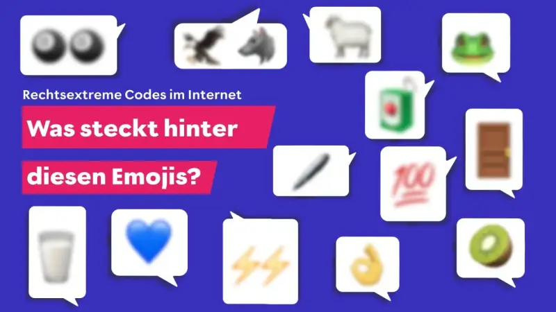 Rechtsextreme Codes im Internet: Was steckt hinter diesen Emojis? Ein Glas Milch, ein Herz, ein Adler, ein Wolf, ein Schaf, ein Frosch, eine Dose, eine Tür, ein Stift, 100 Punkte, ein Kiwi und Blitz-Symbole – sie alle können als **sa zeichen** dienen.